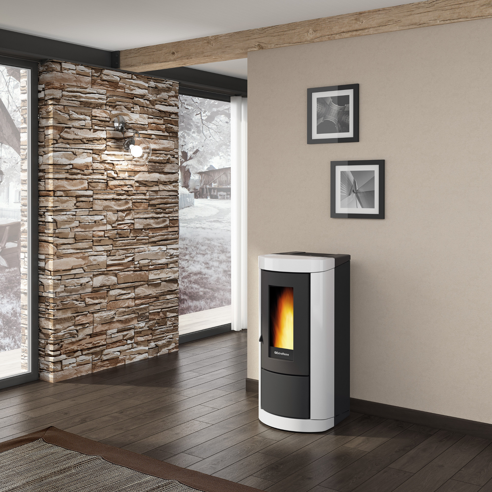 Poêle à granulés EXTRAFLAME Mietta blanc 8 kW