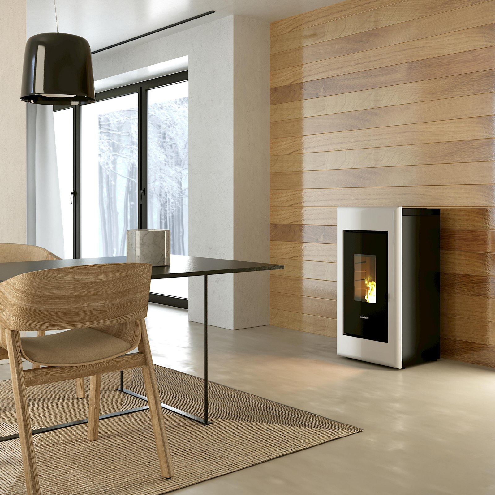 Poêle à granulés FREEPOINT One étanche blanc 7 kW