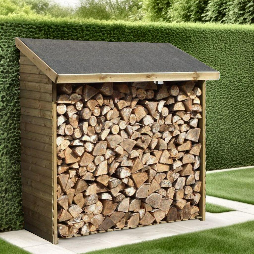 Habrita — Abri à bûches en bois traité pour stockage de bois de chauffage