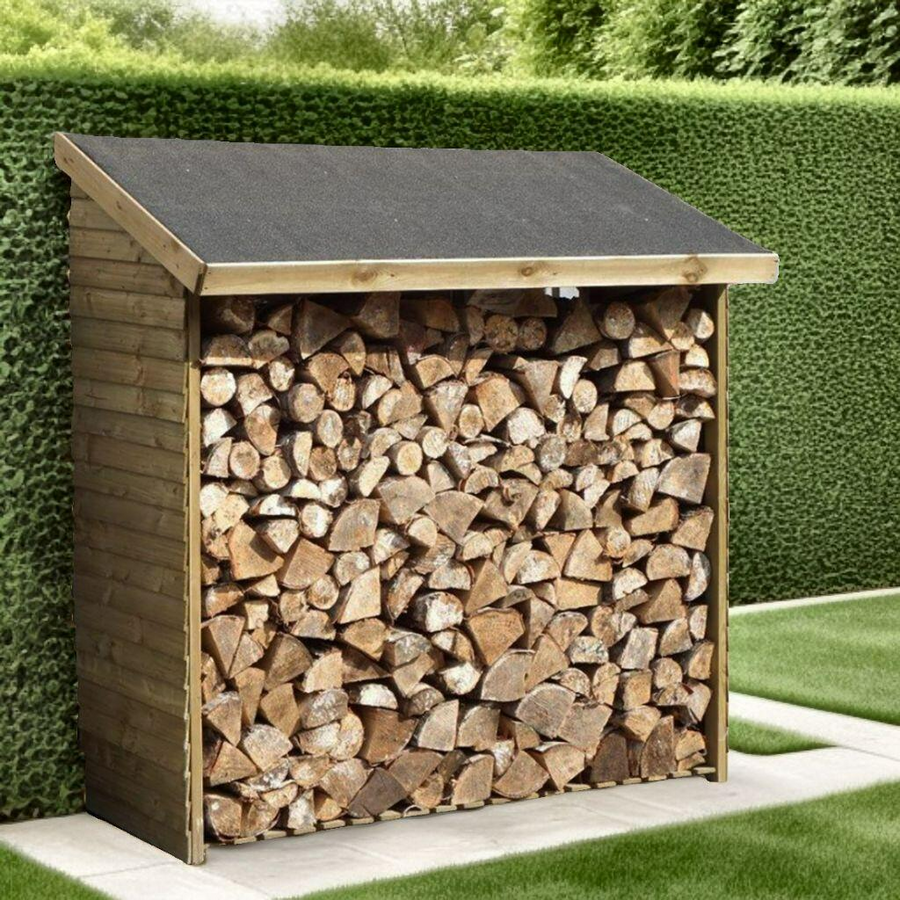 Habrita — Abri à bûches en bois traité pour stockage de bois de chauffage