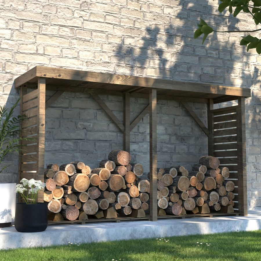 Abri à bûches bois Cerland Dallas XXL — 320 cm, grand stockage extérieur